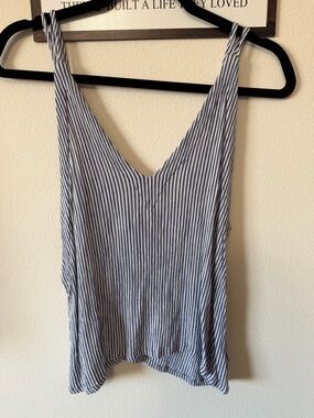 Lulu's Blue and White Striped V-Neck Tank